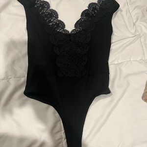 Lulus black lace body suit size large